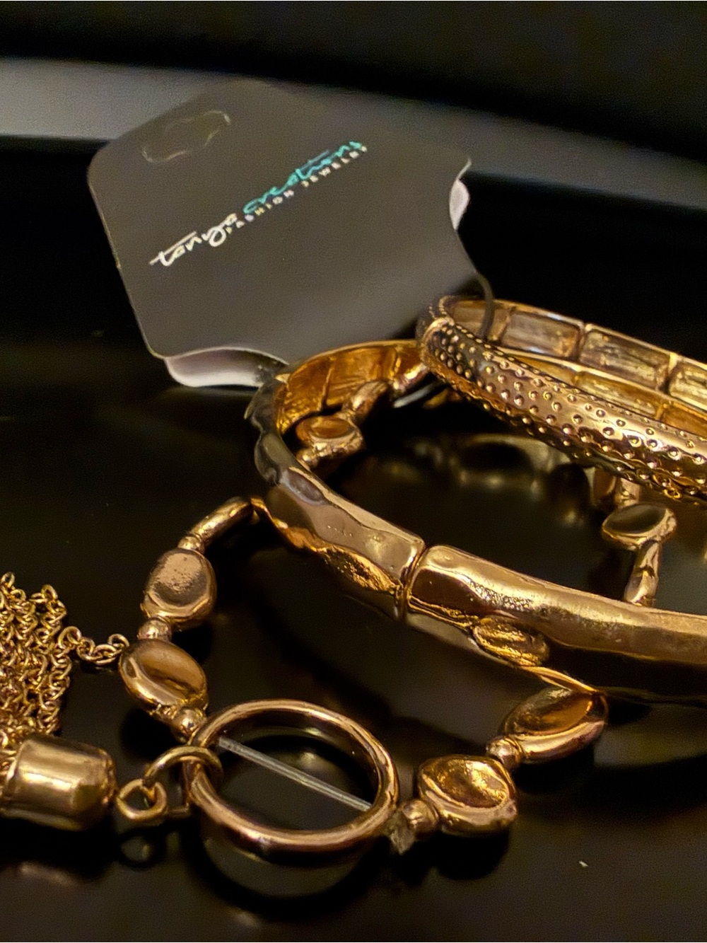 Gold-Tone Women's Bracelet Set - 3 Piece Layering Set